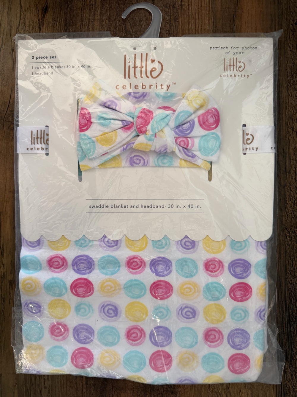 Little Celebrity Watercolor Dots 2 Piece Swaddle Set. NWT.